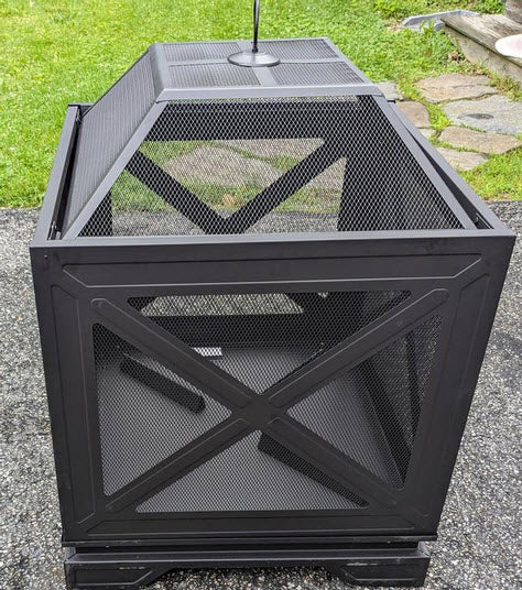Westbury 25.98 in.W Black Steel Wood Fire Pit w/ Cover, Cooking Grate, Poker Included