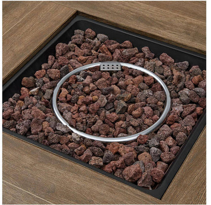 Summerfield 39.6 in. W 50000 Btu White Steel Propane Outdoor Fire Pit with Lava Rocks