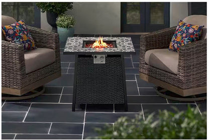 Tucson 30 in. W 50000 Btu Black Steel Propane Outdoor Fire Pit with Lava Rocks
