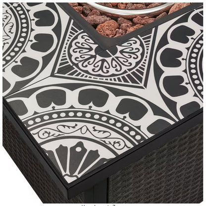 Tucson 30 in. W 50000 Btu Black Steel Propane Outdoor Fire Pit with Lava Rocks