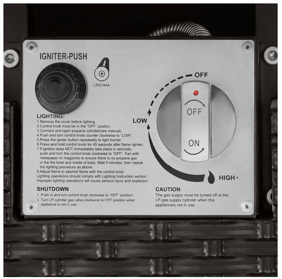 Tucson 30 in. W 50000 Btu Black Steel Propane Outdoor Fire Pit with Lava Rocks