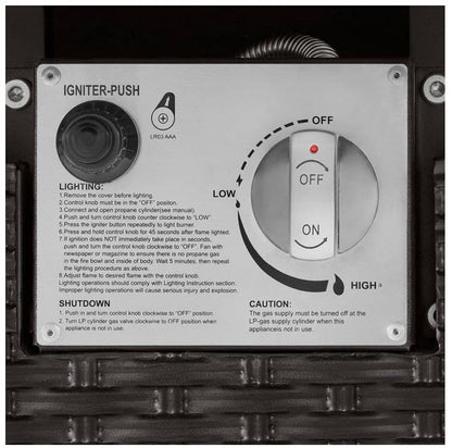 Tucson 30 in. W 50000 Btu Black Steel Propane Outdoor Fire Pit with Lava Rocks