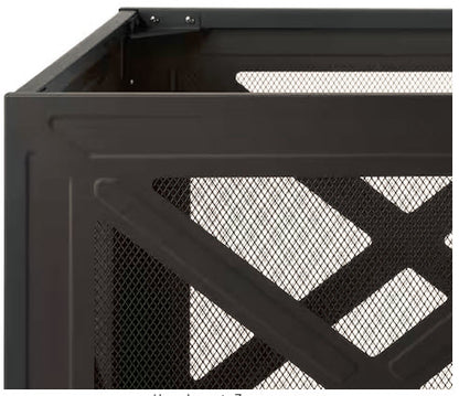 Westbury 25.98 in.W Black Steel Wood Fire Pit w/ Cover, Cooking Grate, Poker Included