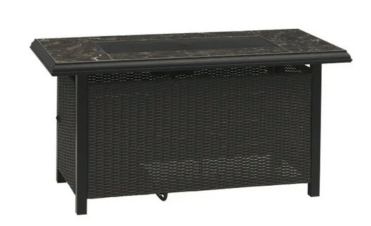 Anaheim 49 in. W 50000 Btu Black Steel Propane Outdoor Fire Pit with Fire Glass