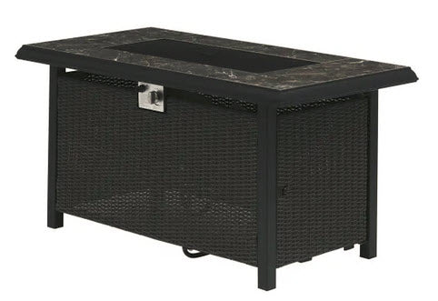 Anaheim 49 in. W 50000 Btu Black Steel Propane Outdoor Fire Pit with Fire Glass