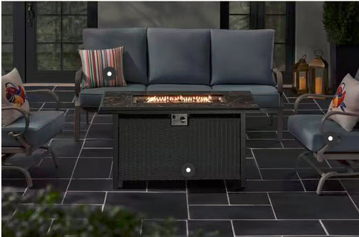 Anaheim 49 in. W 50000 Btu Black Steel Propane Outdoor Fire Pit with Fire Glass