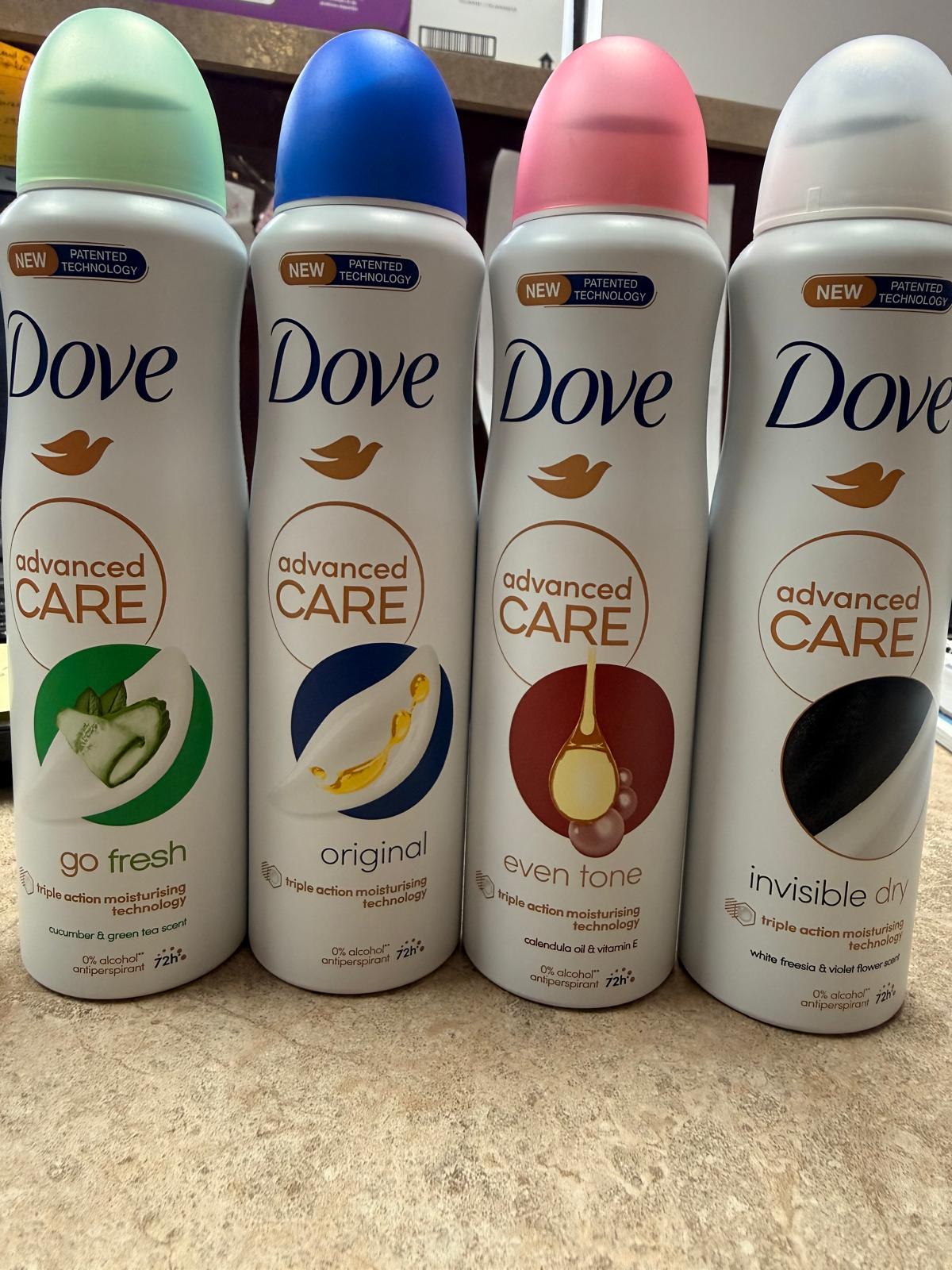 Dove Advanced Care Deodorant 150 ml - 0% Alcohol - Instant Dry - Any 6 Mix and Match (Selling by 6 pieces Package)